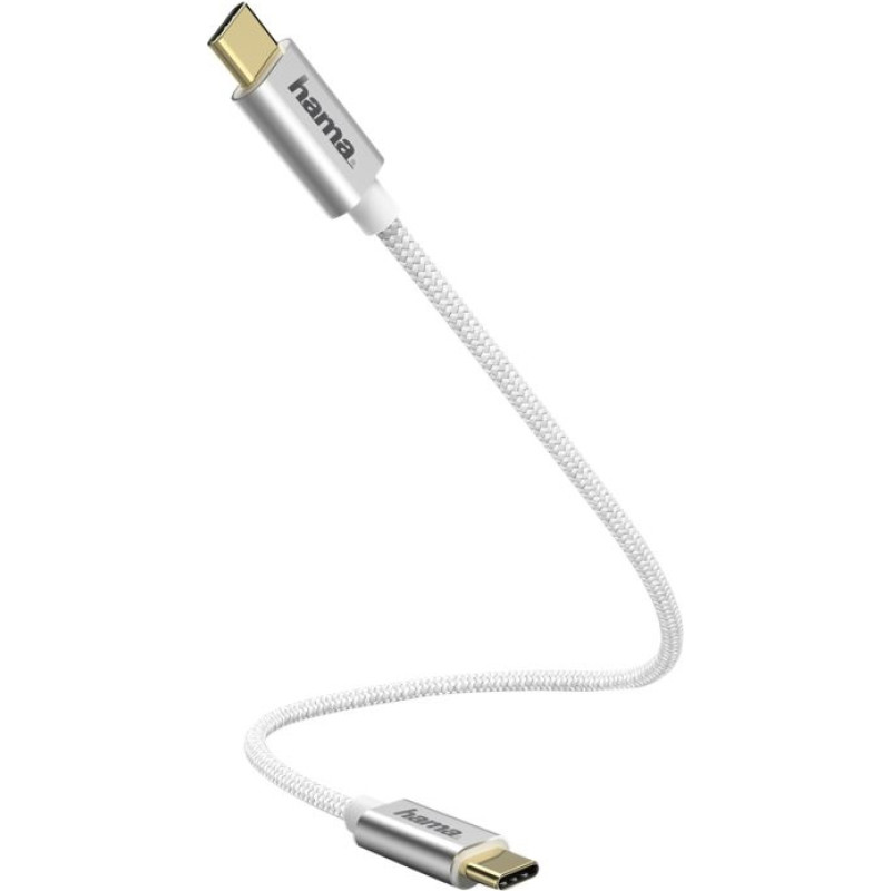 Hama 00183332 Charging/Data Cable, USB Type-C - USB Type-C 0.2m White