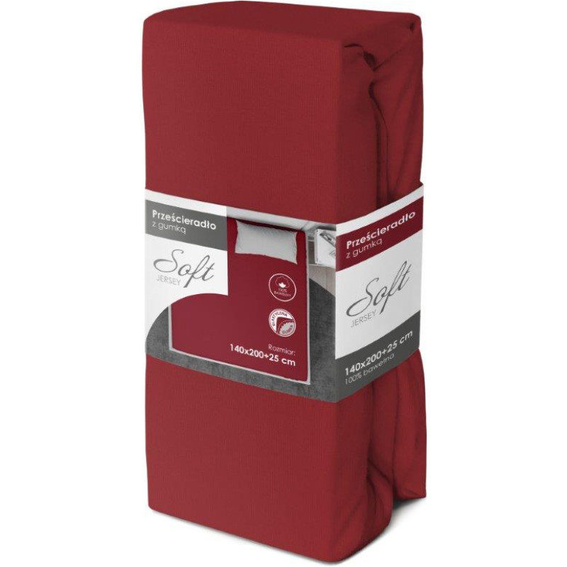 SHEET SOFT 140X200+25 JERSEY ELASTIC BAND RED COTTON.