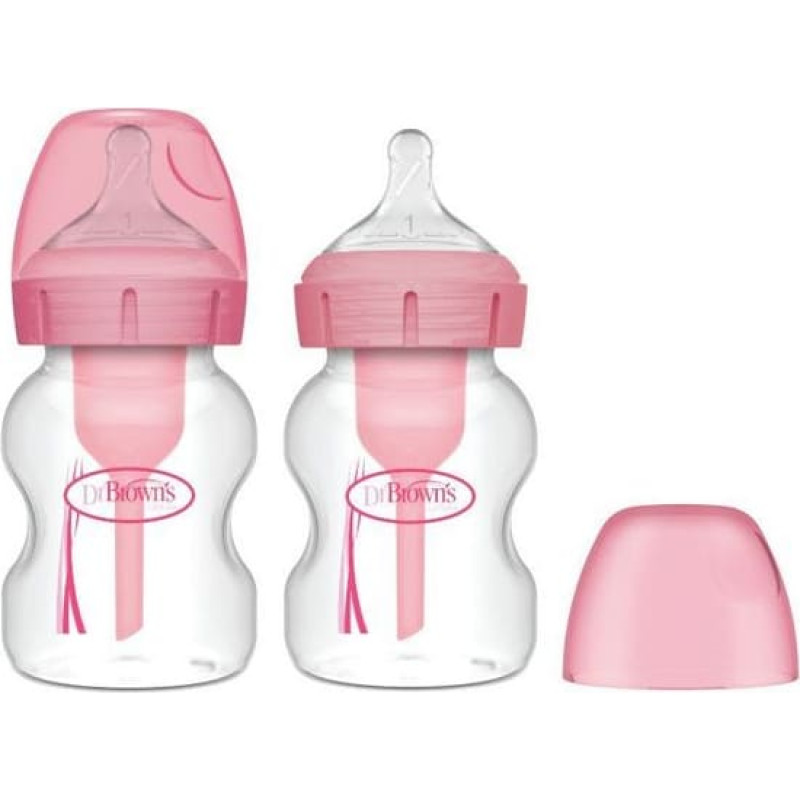 Dr. Brown’s WB52601 plata kakliņa pudelīte 150 ml OPTIONS+ 2 gab., rozā