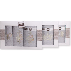 RĘCZNIK KPL. ARTI 6 SZT. /2X30X50/2X50X100/2X70X140/ FROTTE HAFT KREM/SZARY JASNY 400G.