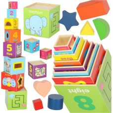 Izglītojošs koka tornis-šķirotājs formas, mācoties skaitīt 71cm XXL