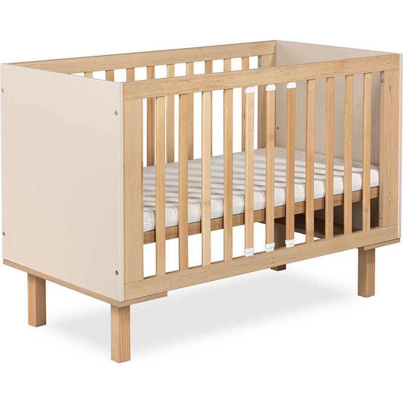 Klups LAURA Bērnu gultiņa 120x60 ar aizsargbarjeru, šampanieša un dižskābarža krāsā