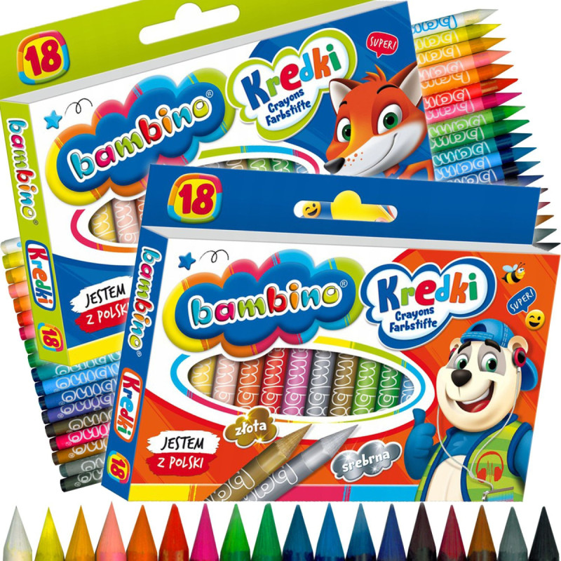 Bambino (Topgal) Bambino Kredki Z Glinki Kaolinowej 18 Kolor&oacute;w Zestaw 0201