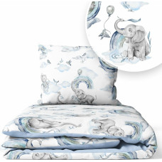 Ankras Cover set - 2 pcs - 120x90, 40x60  - ELEPHANT in the RAINBOW - BLUE
