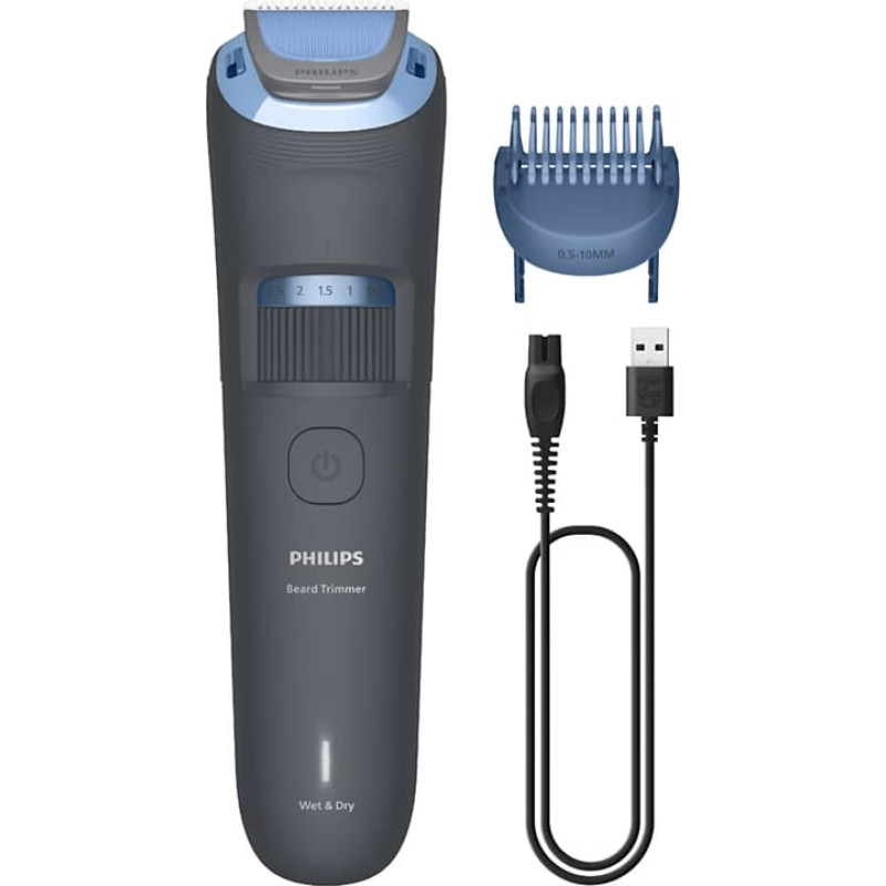 Philips series 3000 bārdas trimmeris, pelēks ar zilu - BT3617/15