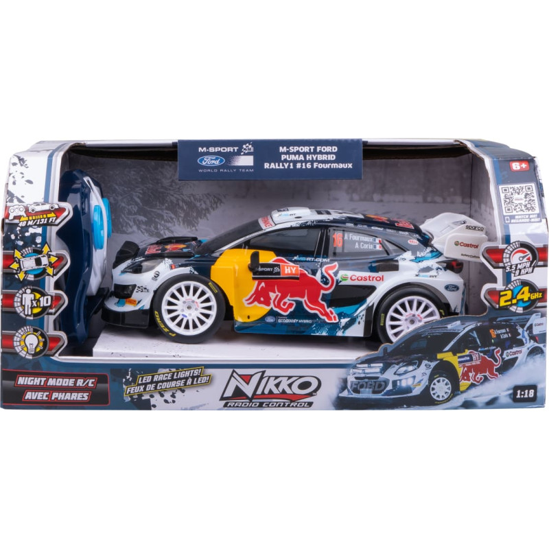 Nikko Radiovadāma automa&scaron;īna M-Sport Ford Puma #16 Formaux, mērogs 1:18