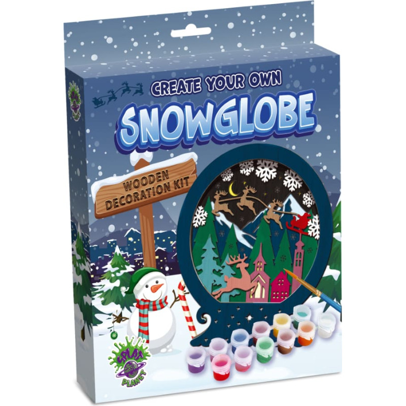Splat Planet koka 3D krāsojamais attēls, Ziemassvētku sniega globuss
