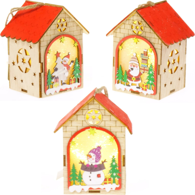 LAMPKA DOMEK DREWNIANY 3 WZORY