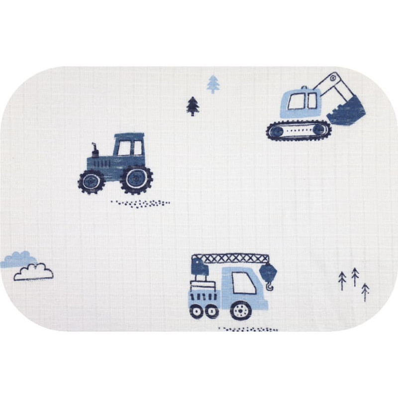 Ega Kids Diaper - 30572 -TETRA DRUK - EGA - TRACTOR AND EXCAVATOR - BLUE - size 70x80 cm