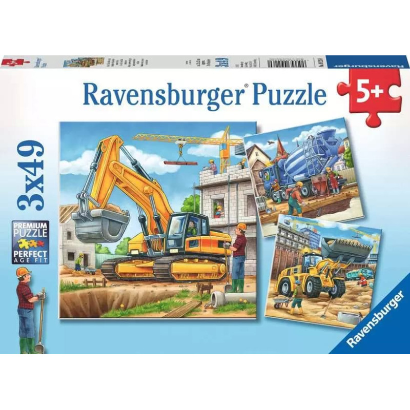 Ravensburger Puzle 3x49 gab. Būvniecības tehnika
