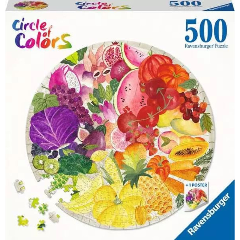 Ravensburger Puzle 500 Krāsu aplis: Augļi un dārzeņi