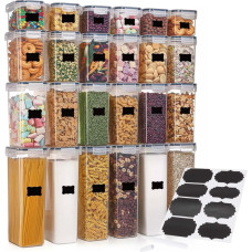 Springos Trauki, virtuves organizatori pārtikai, 24 gab. komplekts ar uzlīmēm, caurspīdīgi