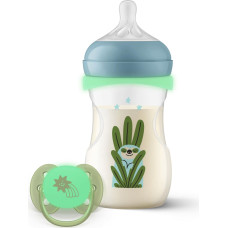 Philips Avent SCD838/17 dāvanu komplekts: pudelīte 260 ml Night + Responsive Pacifier Night Natural
