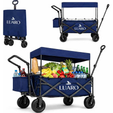 LUARO pludmales transporta ratiņi saliekami ar nojumi un tīklu tumši zili