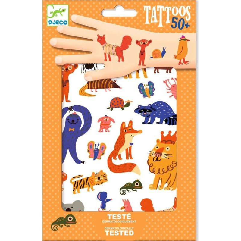 Djeco Tetovējumi - Jautrie dzīvnieki (50+ tetovējumu)