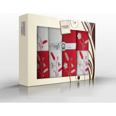 TOWEL SET ARTI 6 PCS. /2X30X50/2X50X100/2X70X140/ TERRY EMBROIDERY CREAM/BURGUNDY 400G.