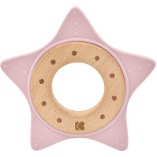 Silicone and wood teether Star Pink