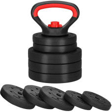 Springos Regulējams svaru kettlebell Springos FA1673, 10 kg, 5 disku komplekts, melns/sarkans