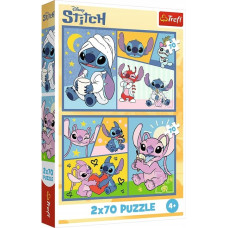 Trefl 34444 Puzzle 2x70 Ze Stitchem nie ma nudy