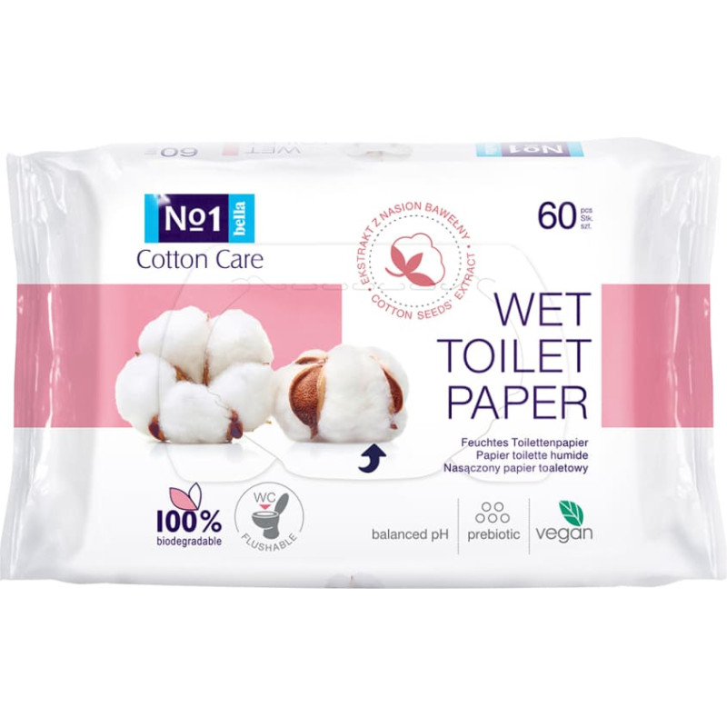 Happy COTTON CARE mitrais tualetes papīrs, 60 gab.