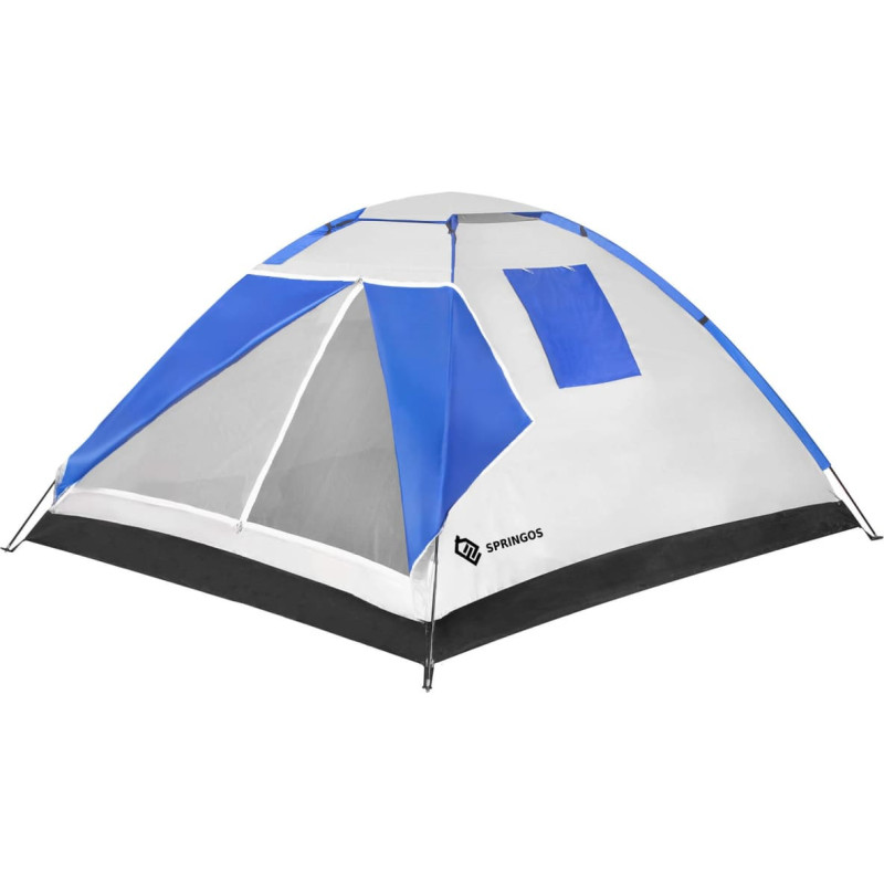 Springos 4-vietīga zila tūristu telts ar moskītu tīklu Springos PT008