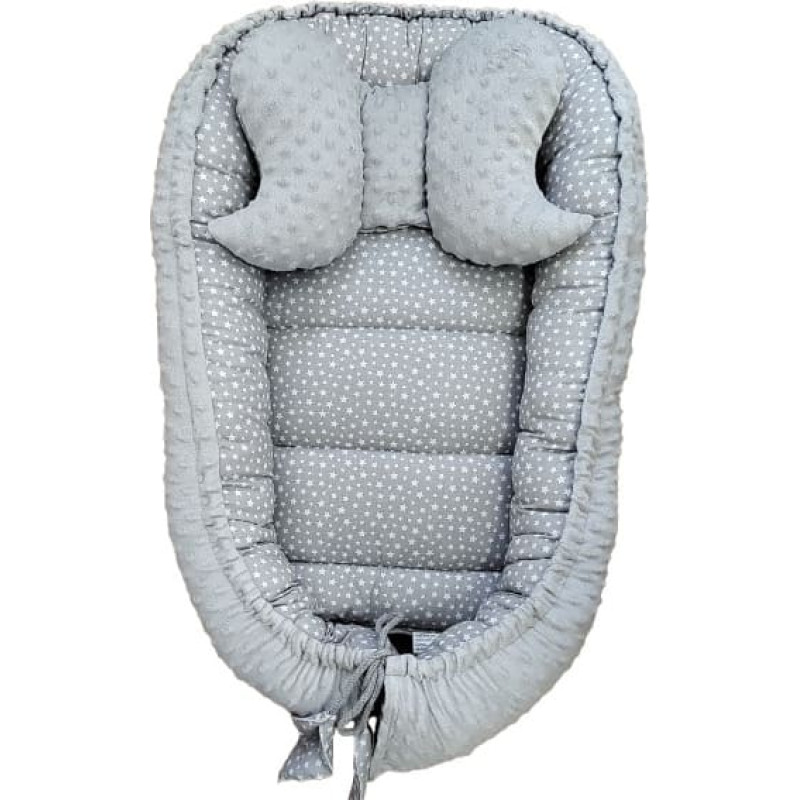 Duet Baby Cocoon - 696 - with pillow - MINKY - grey STARS - GREY