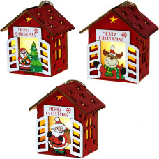 LAMPKA DOMEK MERRY CHRISTMAS DREWNIANY