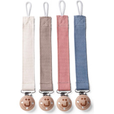 Pacifier with cord and wooden clip Eco rose