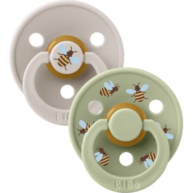 Bibs Studio Collection Colour Round apaļie mānekļi &ndash; Urban Garden Bumblebee Mushroom Mix 0-6m 2gb.