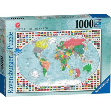 Ravensburger Puzle 1000 Zemes portrets &ndash; pasaules karte