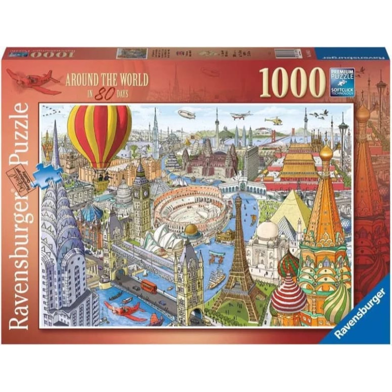 Ravensburger Puzle 1000 Apceļojot pasauli 80 dienās