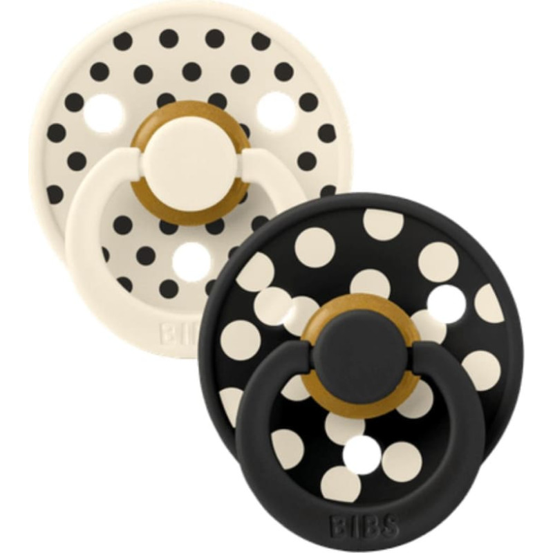 Bibs Collection Colour Round &ndash; apaļie mānekļi Polka Dots Ivory / Black 0-6m 2pcs