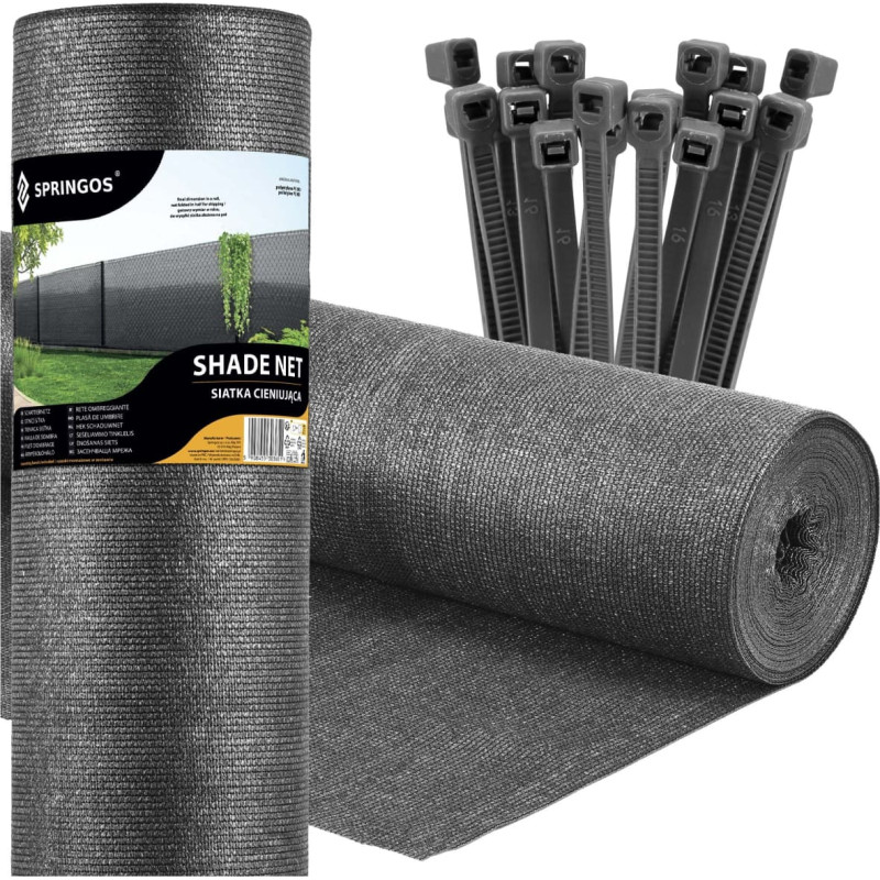 Springos Noēnojuma tīkls gai&scaron;i antracīta 65 GSM 1.5 x 25 m SN0072