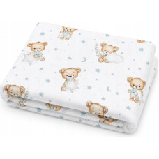 Miniania Diaper - NR.12 - FLANNEL PRINT - MINIANIA - TEDDY BEAR with STARS and CLOUD - WHITE - size 70x80 cm