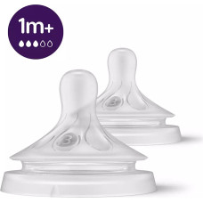 PHILIPS AVENT Natural Response pudeļu silikona knupīši, lēna plūsma, 1M+ (2 gab.) SCY963/02