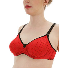 La Bebe ™ Lingerie Cotton Art.73512 Red/Black Grūtnieču/barošanas krūšturis ar stingru atpogājamu bļodiņu un stabilu krūšu atbalstu