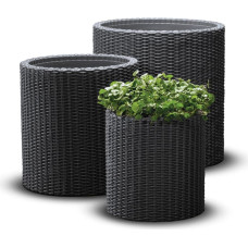 Keter Puķu podu komplekts Cylinder Planters S+M+L pelēks