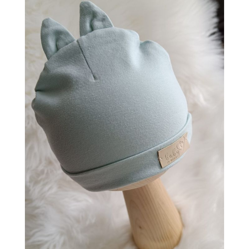 Baby In World BABY 01574 Czapka niemowlęca z uszami jersey Teal 6-9m