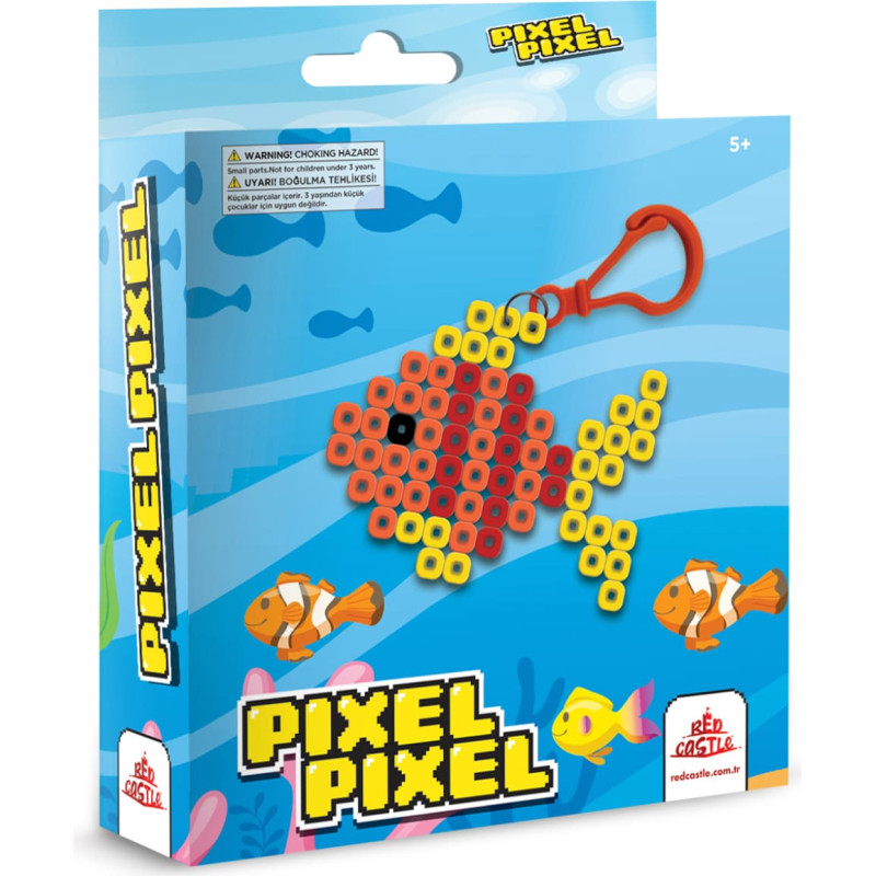 Red Castle Iron on beads, Fish keychain