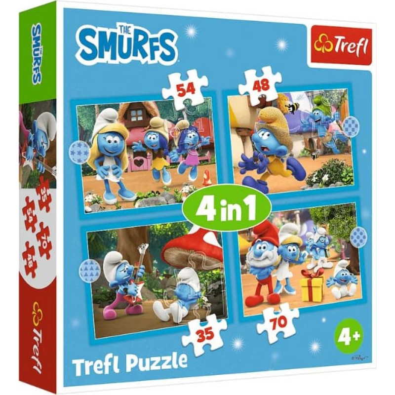 Trefl 34656 Puzzle 4w1 Wioska Smerfów