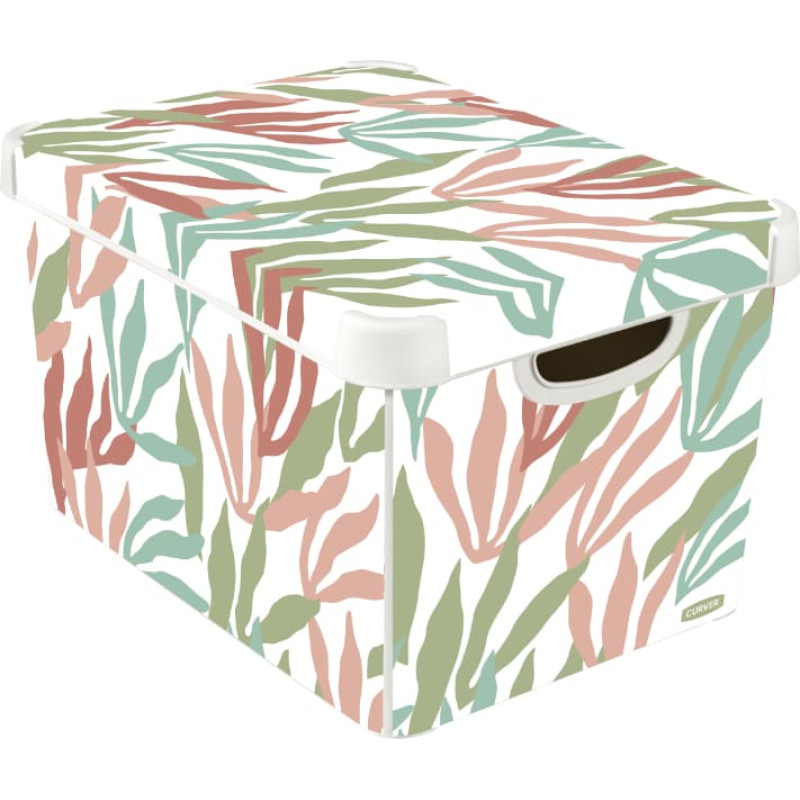 Curver Kaste ar vāku Deco Stockholm L 39,5x29,5x23,5cm Modern Leaves
