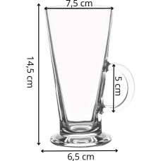 Springos Glāzes lattei, deserti ar rokturi Springos HA7496 280 ml komplektā 6 gab.