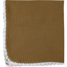 Koala Baby Blanket - 10-024 - muslin-  SILKY with LACE - size 100x70 - DARK BROWN