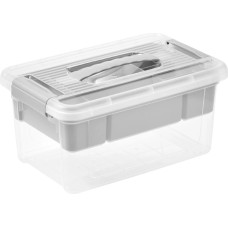 Keeeper Kaste ar vāku un organaizeru organizer box Henri 23x35x17cm 9L gai&scaron;i pelēka/caurspīdīga