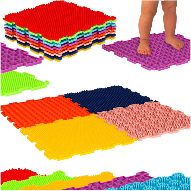 Montessori sensorās puzles paklājiņš pēdu masāžai 8 gab.