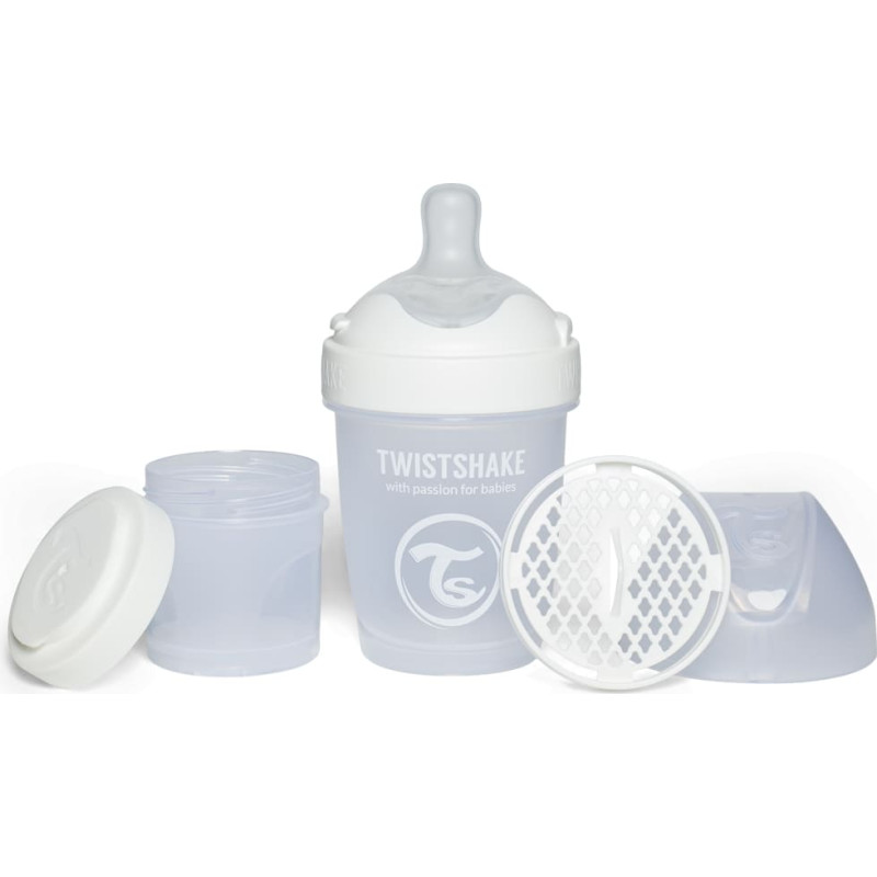 Twistshake Pro Double Anti-Colic Feeding Bottle 180ml Pastel White 79011
