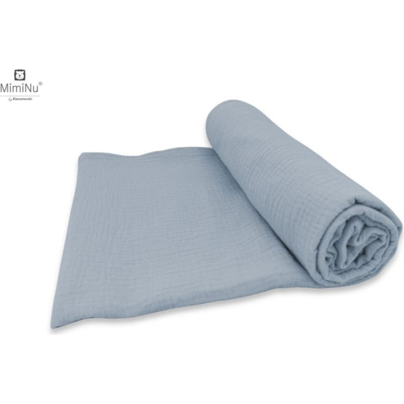 Miminu KIECZMERSKI Otulacz 120x120 MUŚLIN BAWEŁNIANY bawełna 100% jeans