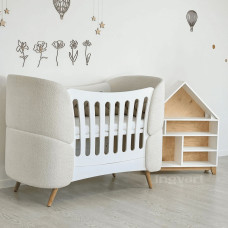 Ingvart Ovāla bērnu gultiņa Transformers Fly 66х136 см, fabric boucle (krāsa pēc izvēles)