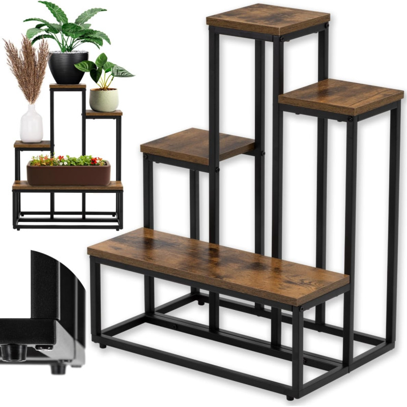 Springos Metāla puķu statīvs Springos GA0210 67 cm ar 4 plauktiem, bēniņu tipa, daudzlīmeņu, moderns