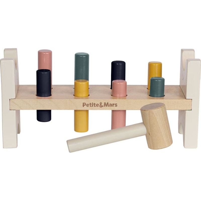 Petite&Mars 610729 Drewniana zabawka do przebijania Big Bang Aurora Pink 12 m+